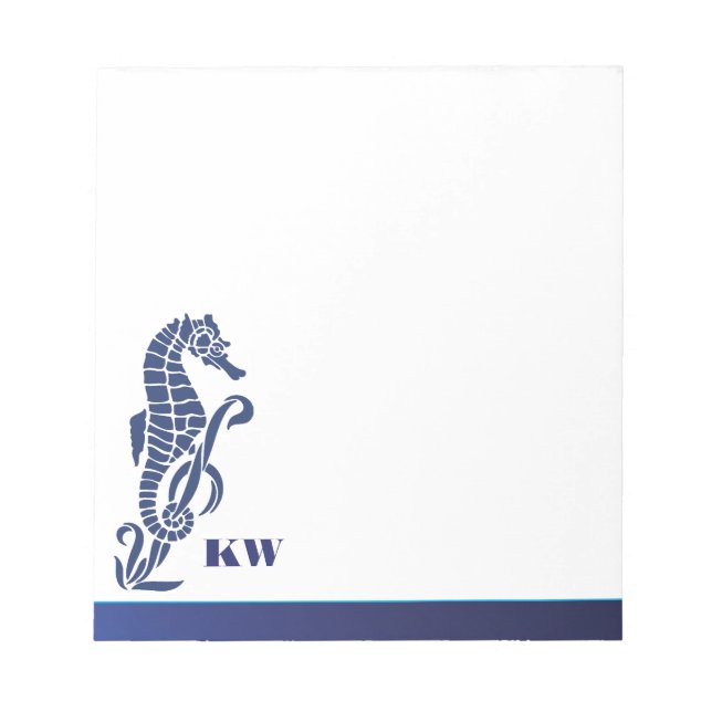 Beach Sea Horse Monogram Notepad (Front)