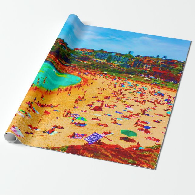 Beach Sea Life Colorful Wrapping Paper (Unrolled)