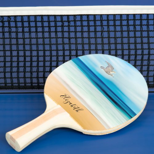 Beach sea ocean summer monogram name ping pong paddle