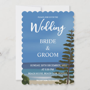Beach Sea Pine Tree Beach Wedding Invitation