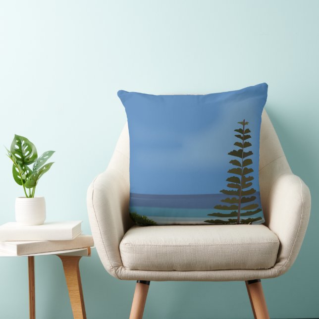 Beach Sea Pine Tree Landscape Throw Pillow (Chair)