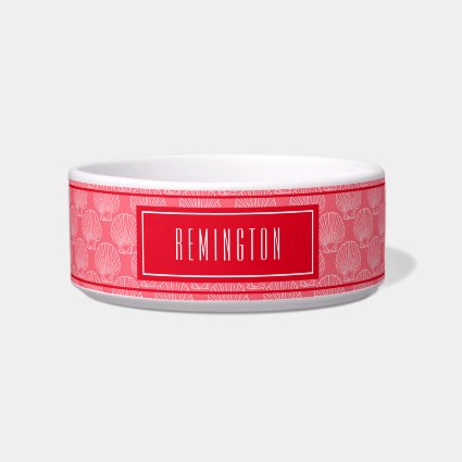 Beach Sea Shell Pattern On Red Custom Pet Name