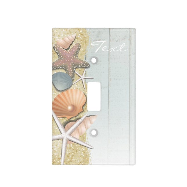 Beach Sea Shells on Wood Light Switch Cover (Front)