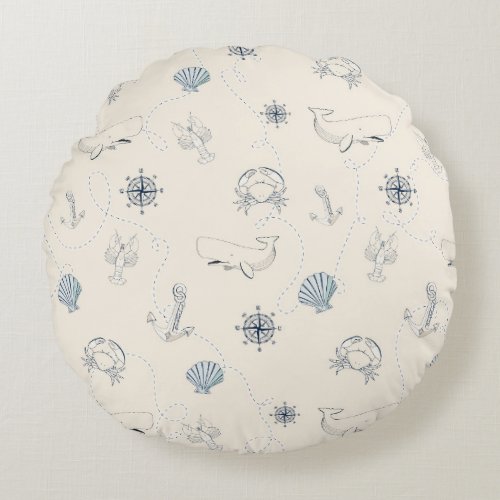 Beach Sea Shells Round Pillow