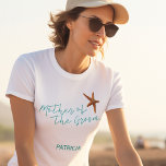 Beach sea starfish wedding mother of the groom T-Shirt<br><div class="desc">Starfish mother of the groom sea / beach / destination wedding t-shirt with aqua blue calligraphy script and editable text. Personalize it with his mother's name.</div>