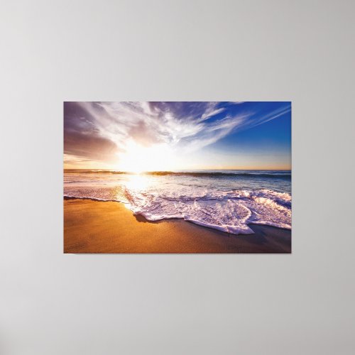 Beach Sea Sunset Sun Sunlight Sand Coast      Canvas Print