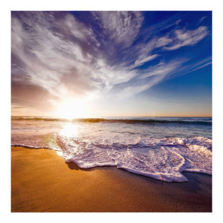 Beach Sea Sunset Sun Sunlight Sand Coast         Photo Print
