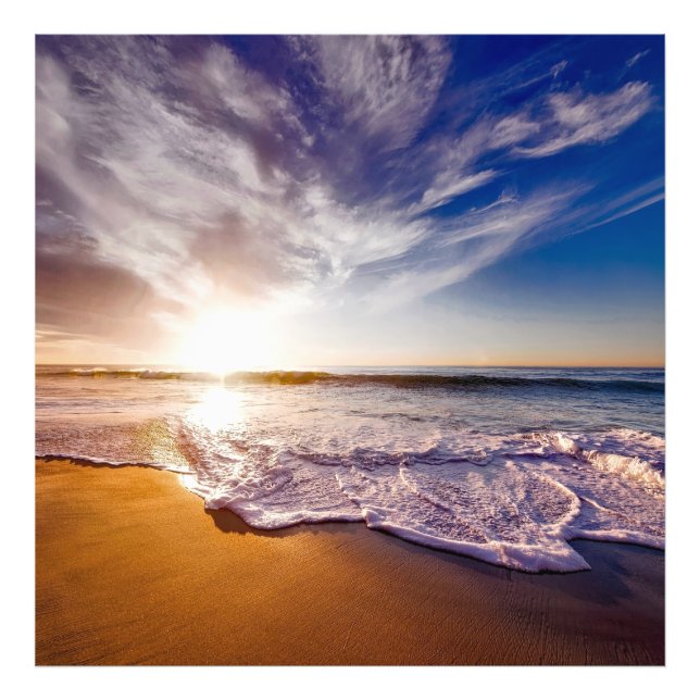 Beach Sea Sunset Sun Sunlight Sand Coast         Photo Print (Front)