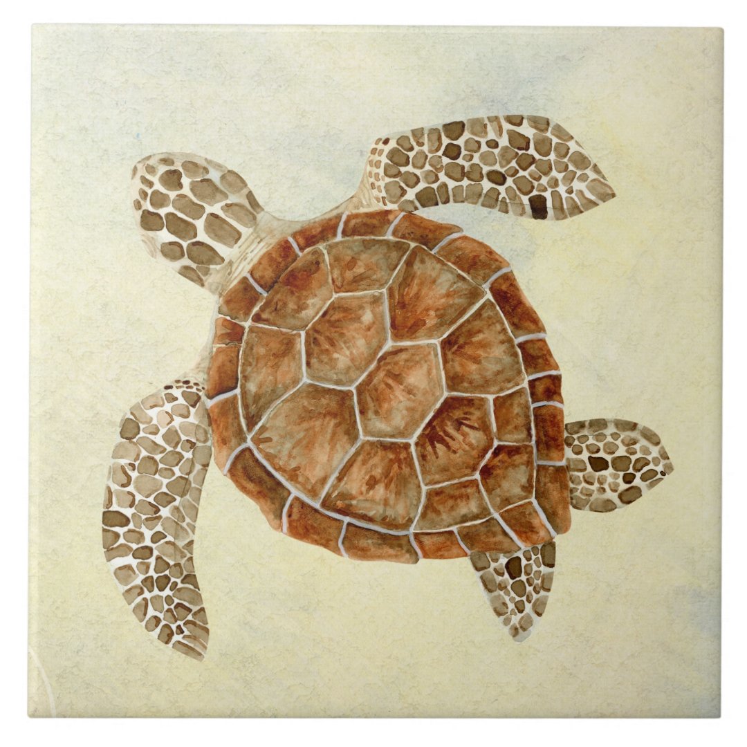 Beach Sea Turtle Coastal Ocean Seashore Sand Ceramic Tile | Zazzle