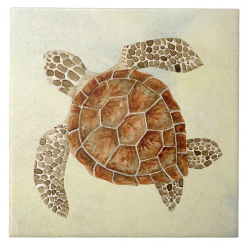 Beach Sea Turtle Coastal Ocean Seashore Sand Ceramic Tile