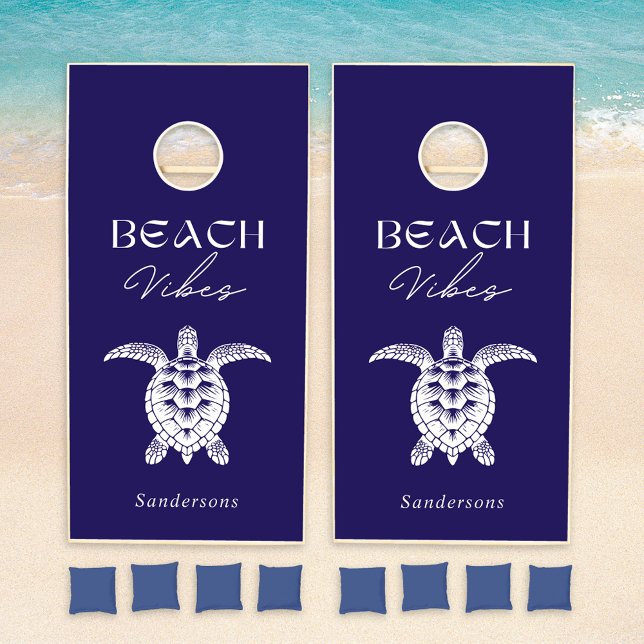 Beach Sea Turtle Navy Personalized   Cornhole Set (Creator Uploaded)