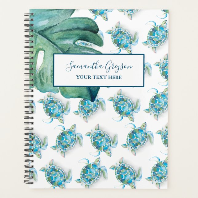 Beach Sea Turtle Pattern Back to School Planners (Front)