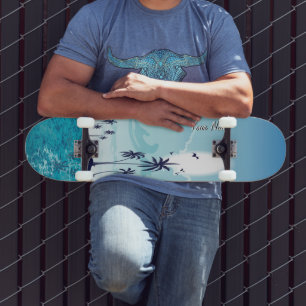 Beach+sea+Vintage+blue+great+wave+katsushika+hokus Skateboard