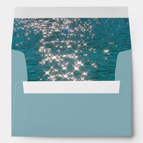 Beach Sea Water Sparkles 5x7 Wedding Invitation Envelope