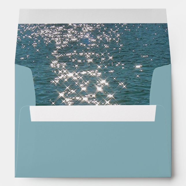 Beach Sea Water Sparkles 5x7 Wedding Invitation Envelope (Back (Bottom))