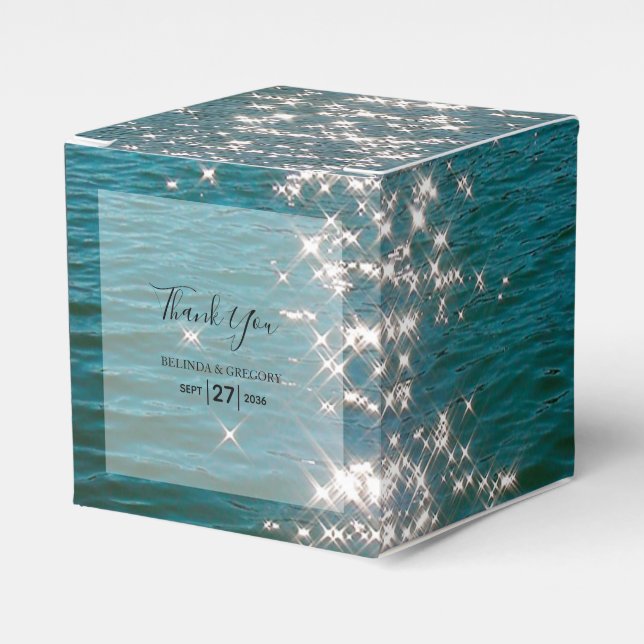 Beach Sea Water Sparkles Wedding  Favor Boxes (Front Side)