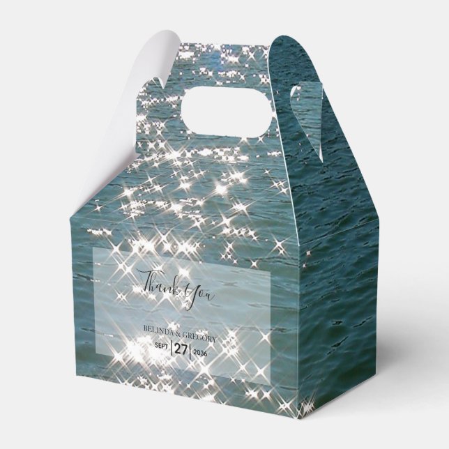 Beach Sea Water Sparkles Wedding Favor Boxes (Front Side)