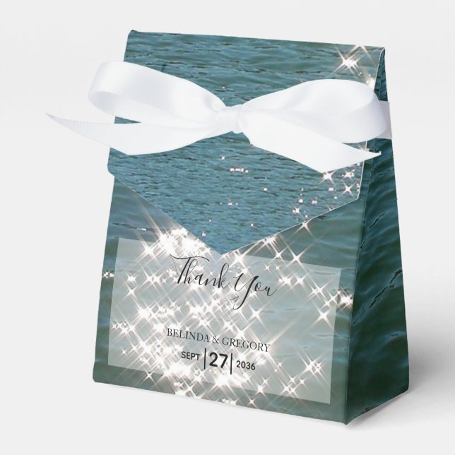 Beach Sea Water Sparkles Wedding Favor Boxes (Front Side)