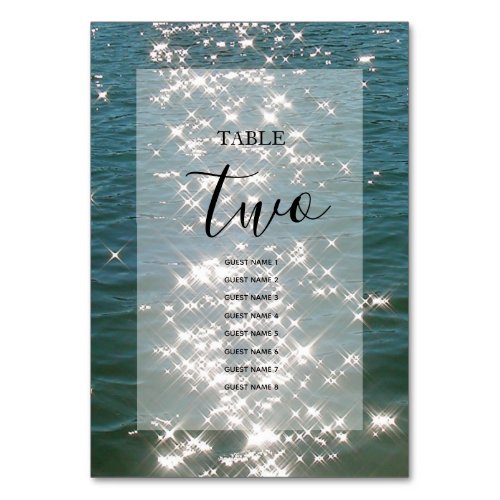 Beach Sea Water Sparkles Wedding Guest Names Table Number