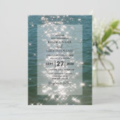 Beach Sea Water Sparkles Wedding Invitations (Standing Front)