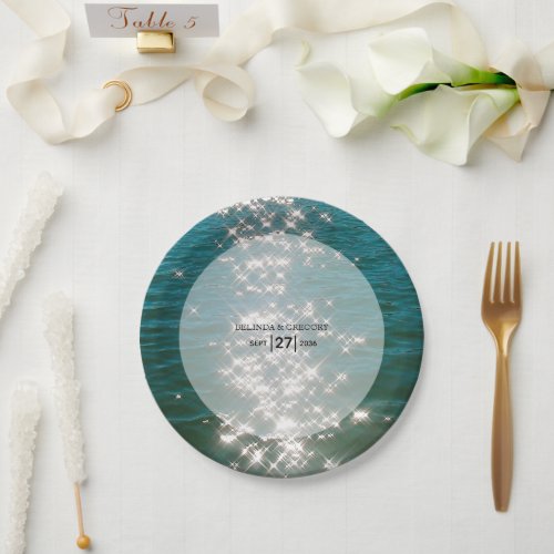 Beach Sea Water Sparkles Wedding  Paper Plates