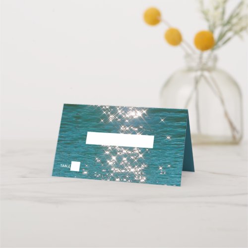 Beach Sea Water Sparkles Wedding Place Card