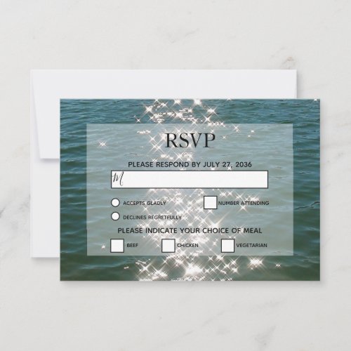 Beach Sea Water Sparkles Wedding RSVP Cards