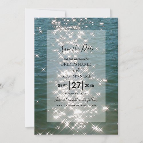 Beach Sea Water Sparkles Wedding Save The Date