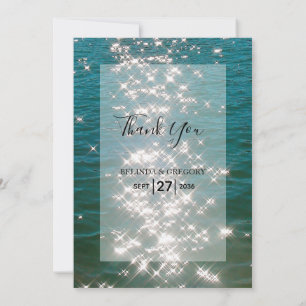 Beach Sea Water Sparkles Wedding Thank You Card