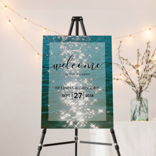 Beach Sea Water Sparkles Wedding Welcome Sign