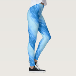 Beach sea wave ripple pattern blue leggings