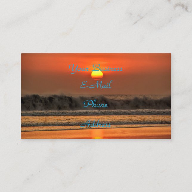 Beach Sea Wave Sunset Business Card (Front)