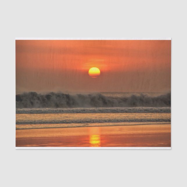 Beach Sea Wave Sunset Tissue Paper (Front)