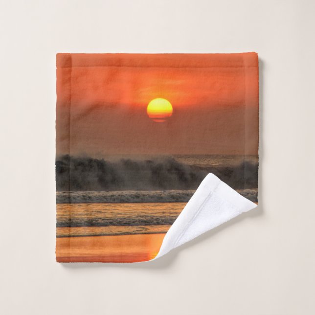 Beach Sea Wave Sunset Wash Cloth (Wash Cloth)