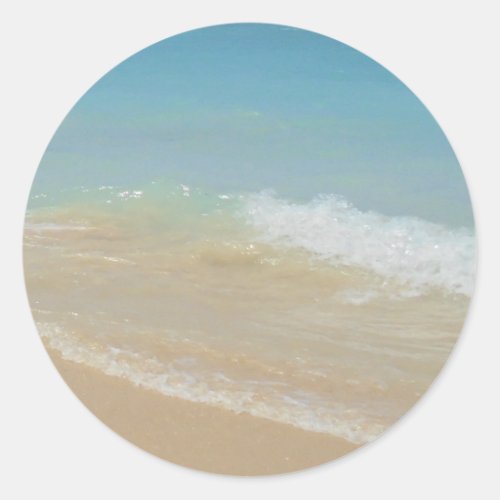 Beach Sea Waves Blank Seaside Template Elegant Classic Round Sticker