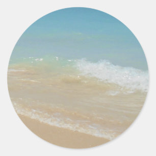 Beach Sea Waves Blank Seaside Template Elegant Classic Round Sticker