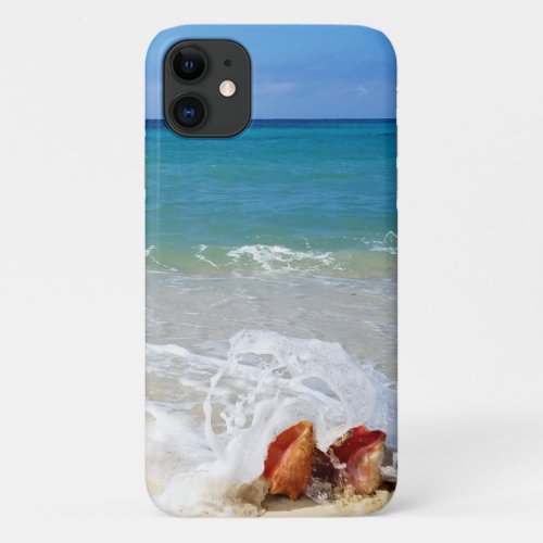 Beach Sea Waves Over Seashells Photography iPhone 11 Case