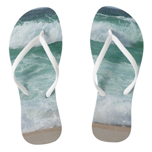 Beach Sea Waves Seaside Custom Template Adult Flip Flops