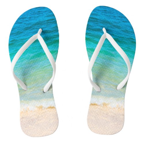 Beach Sea Waves Seaside Sand Template Adult Flip Flops
