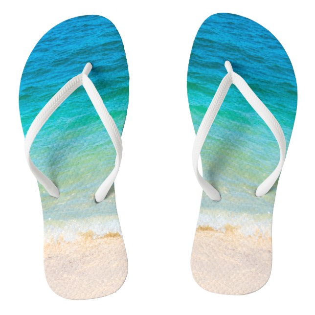Beach Sea Waves Seaside Sand Template Adult Flip Flops (Footbed)