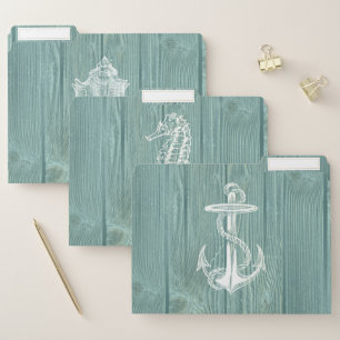 Beach Sea Wood Aqua Rustic File Folders