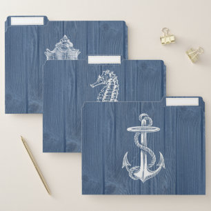 Beach Sea Wood Blue Rustic File Folders