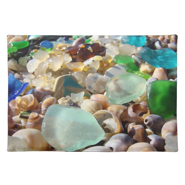 Beach Seaglass Placemats Coastal Shells Agates | Zazzle