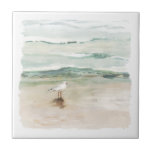 Beach Seagull Cove Ceramic Tile<br><div class="desc">Seagull Cove I by Victoria Borges. Features a soft image of a seagull near the beach shore.</div>