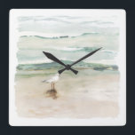 Beach Seagull Cove Square Wall Clock<br><div class="desc">Seagull Cove I by Victoria Borges. Features a soft image of a seagull near the beach shore.</div>