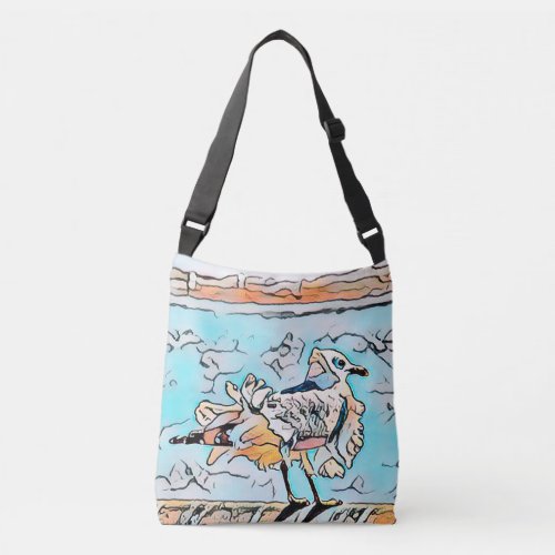 Beach Seagull Cute Cartoon Art Crossbody Bag