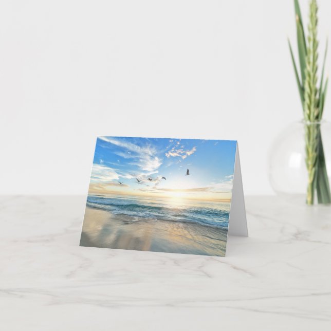 Beach Seagulls Letterpress Thank You Card (Front)