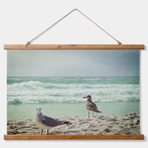 Beach Seagulls Posing at the Camera Hanging Tapestry