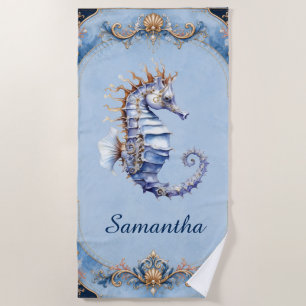 Beach seahorse bride tribe gifts coastal blue towel