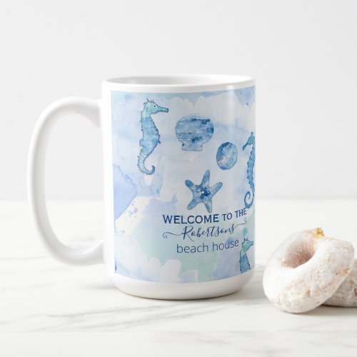 Beach Seahorse Starfish Sea Shells Welcome Family Coffee Mug